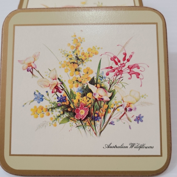 English Life six coasters Australian wildflowers vintage floral coasters - Picture 6 of 10